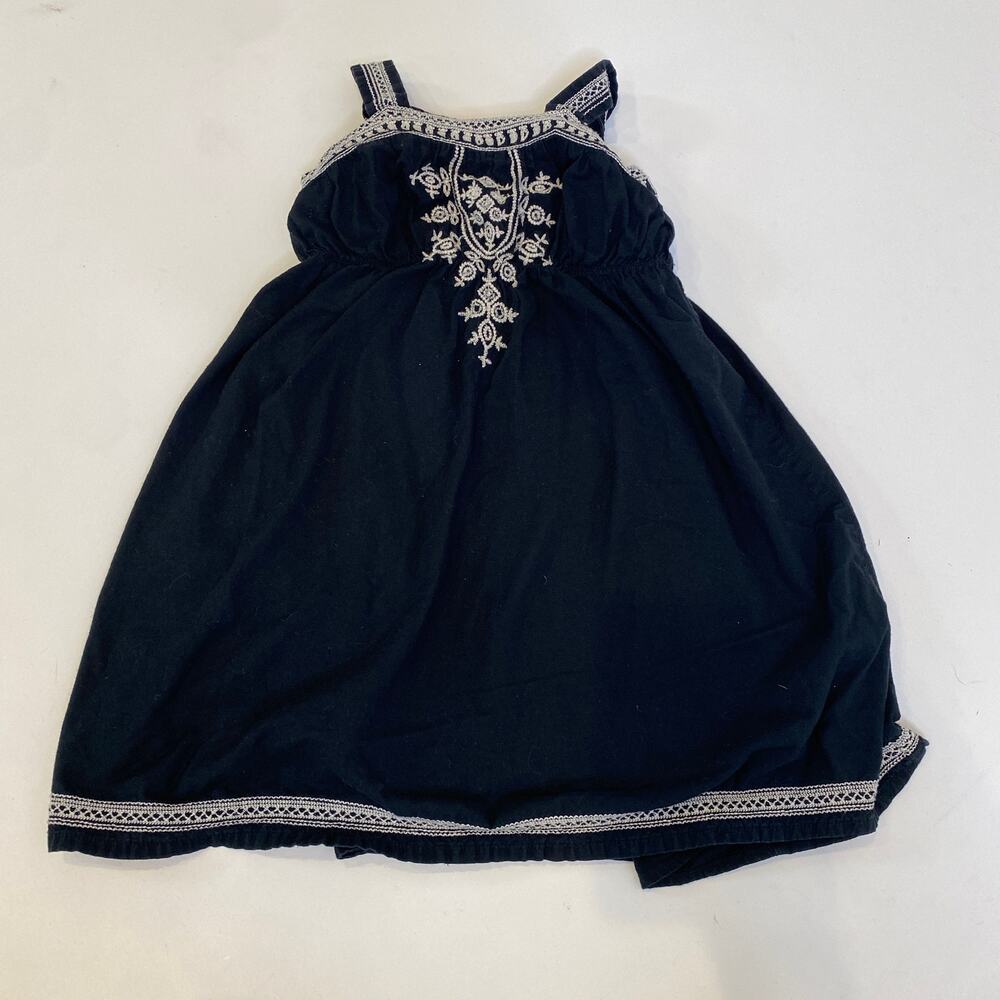 Baby GAP Factory Black & White Sleeveless Embroidered A-Line Dress EUC Sz 4T
